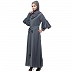 Elegant abaya with long cuff sleeves- Grey